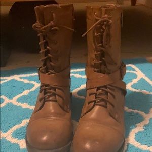 Brown combat boots